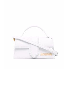 Jacquemus White Bambino Top-Handle Mini Bag with Gold Logo